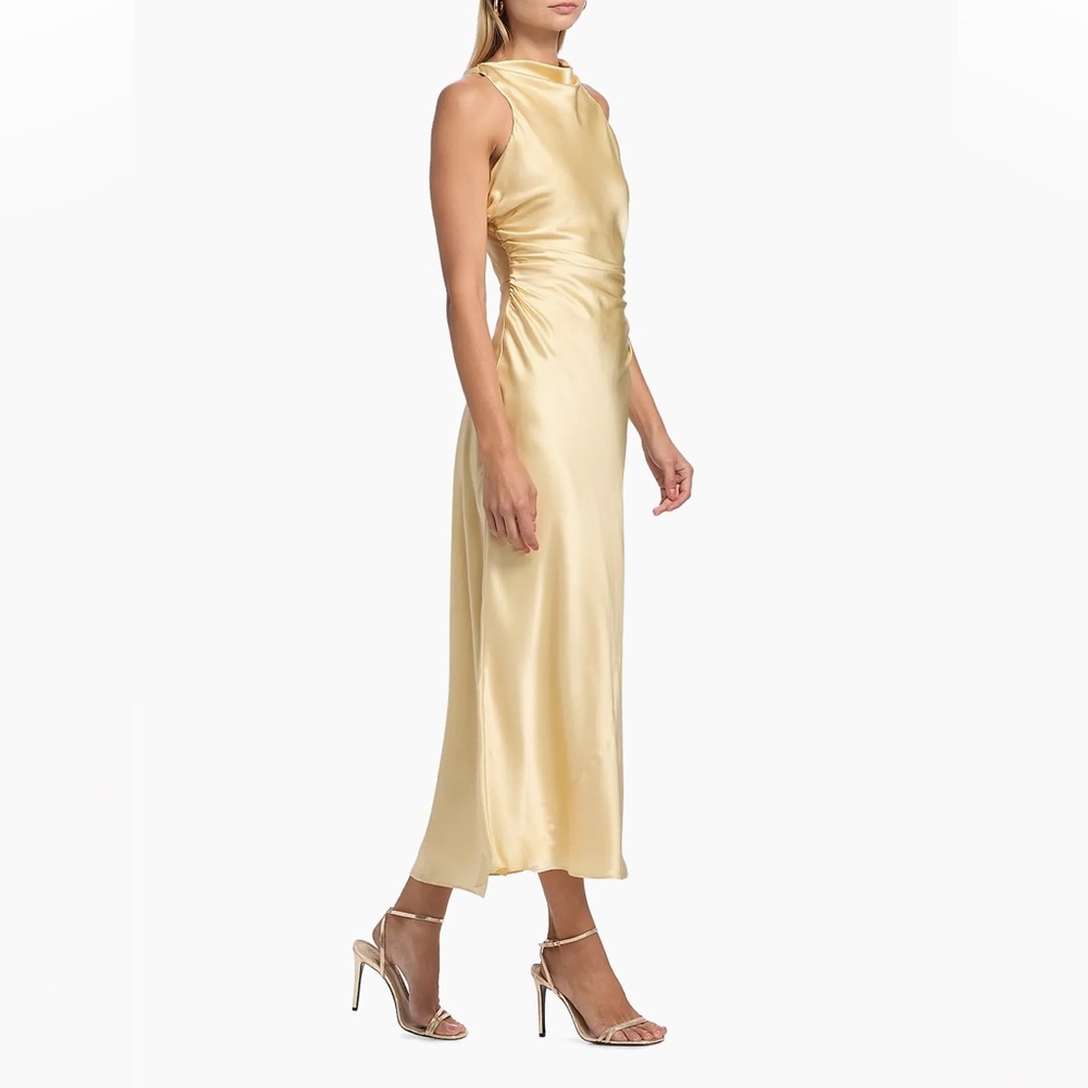 NWT Reformation Casette Dress Silk Butter Yellow Blond